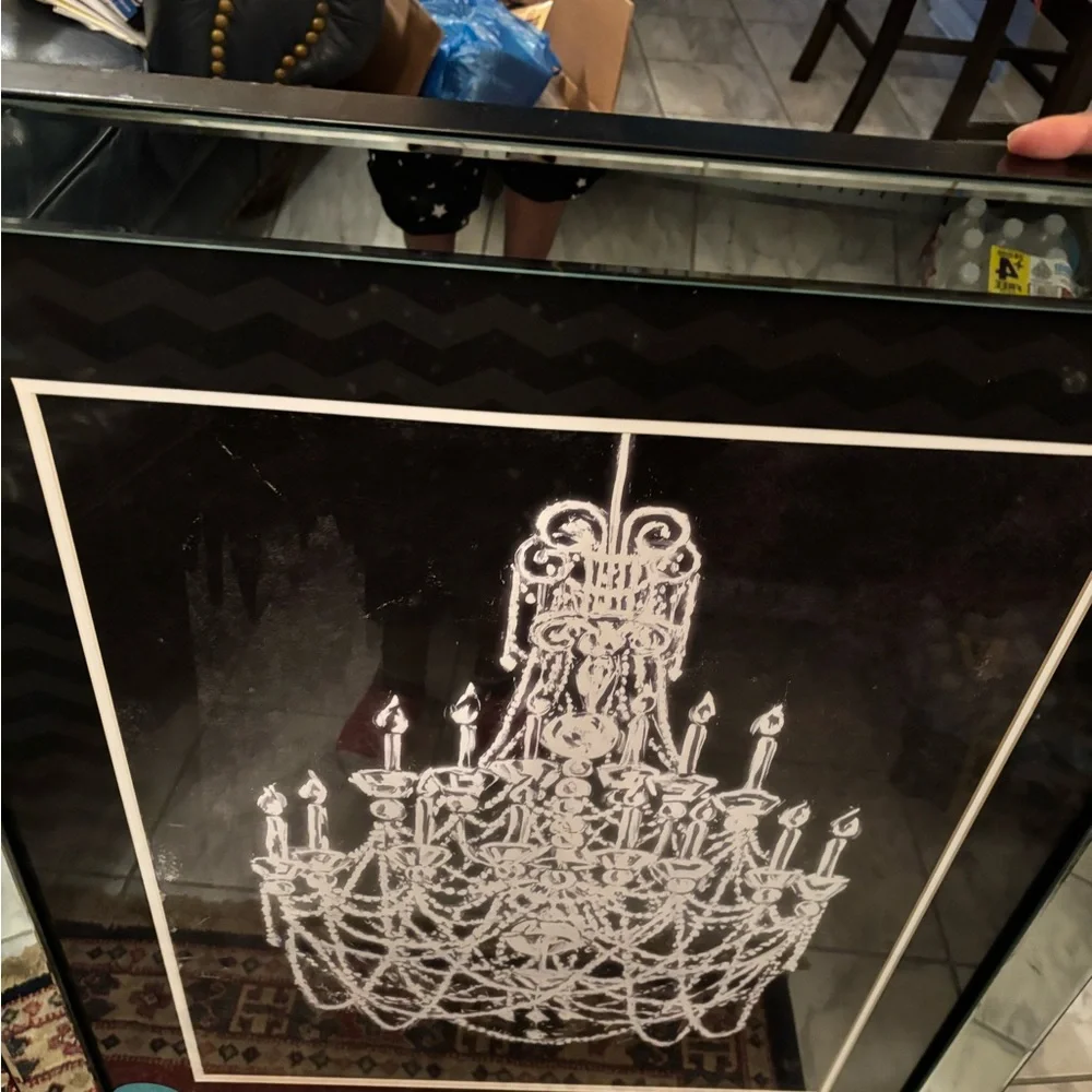 Black and White Mirror Wall Decor chandelier hanging NWT
